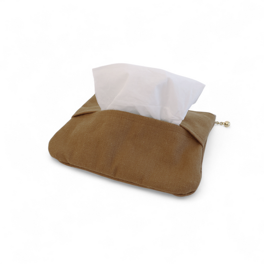 コーヒーの出がらしで染めたティッシュポーチ Raccoon