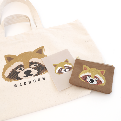 Raccoon gift box set (tissue pouch &amp; 2-way tote bag)