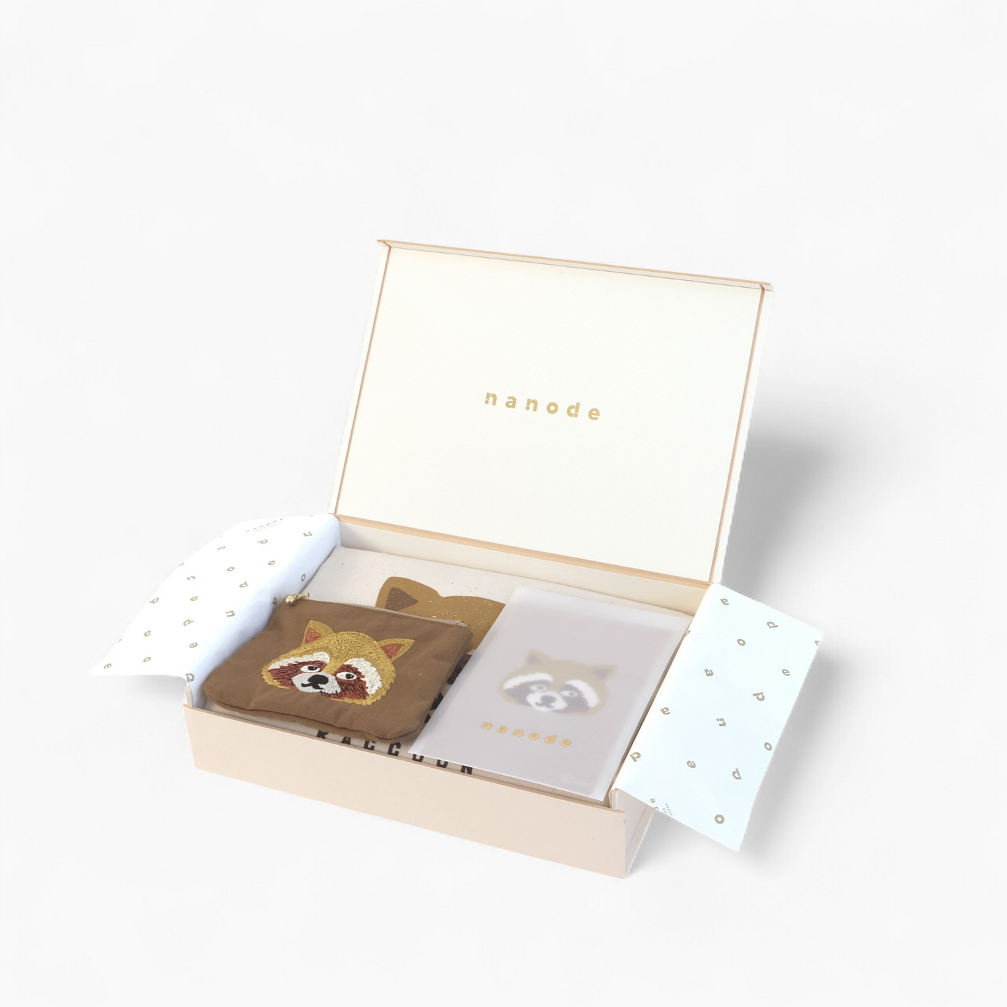 Raccoon gift box set (tissue pouch &amp; 2-way tote bag)
